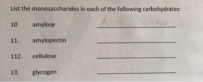 Solved List the monosaccharides in each of the following | Chegg.com