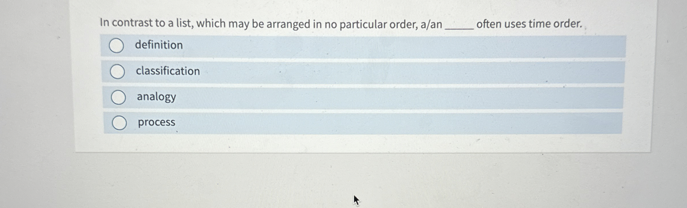 In contrast to a list, which may be arranged in no | Chegg.com