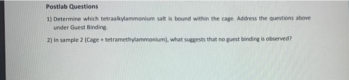 Solved Postlab Questions 1 Determine Which Chegg