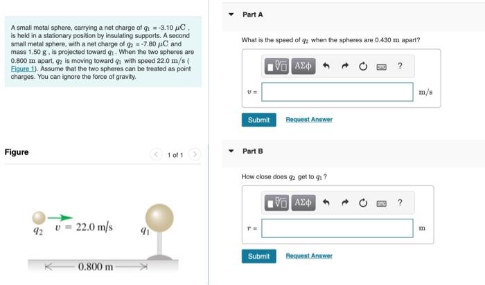 Solved A Small Metal Sphere, Carrying A Net Charge Of | Chegg.com