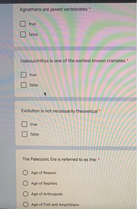Solved Agnathans are jawed vertebrates true false | Chegg.com