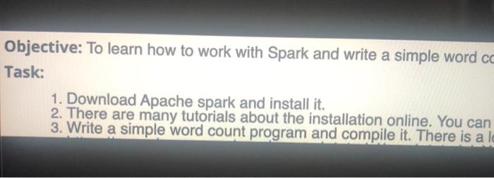 write a simple word count program using spark. | Chegg.com