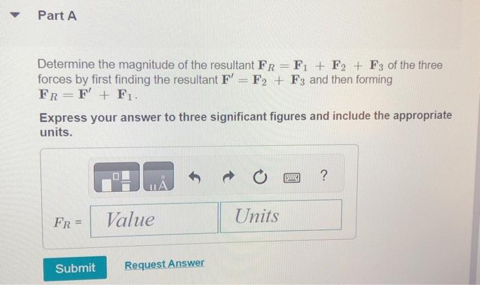 Solved Determine The Magnitude Of The Resultant Fr F1 F2 F3