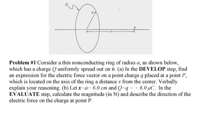 Solved Problem #1 Consider a thin nonconducting ring of | Chegg.com