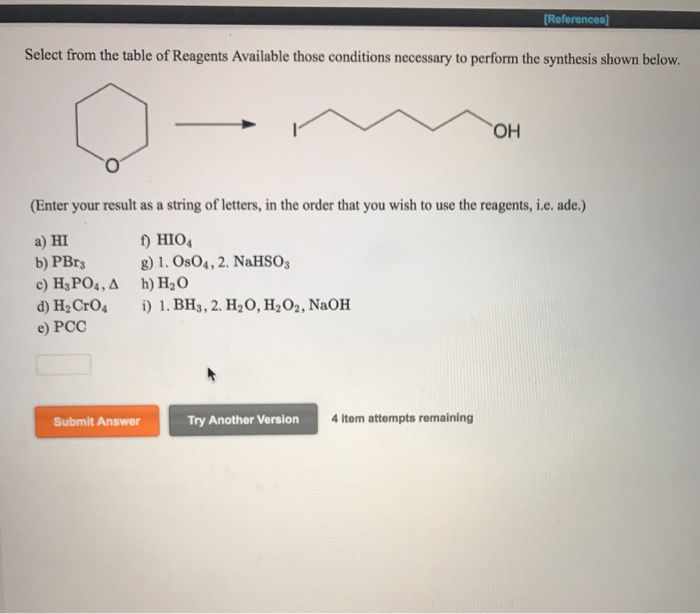 Solved [References) Select From The Table Of Reagents | Chegg.com