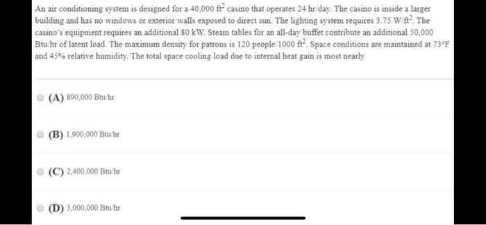 Solved An air conditioning system is designed for a 40,000 | Chegg.com