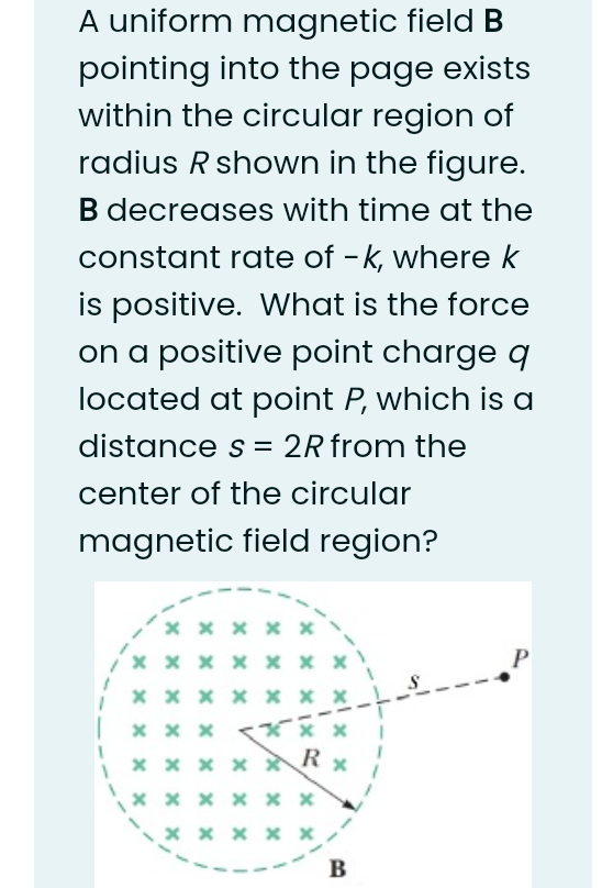 Solved A uniform magnetic field B pointing into the page | Chegg.com