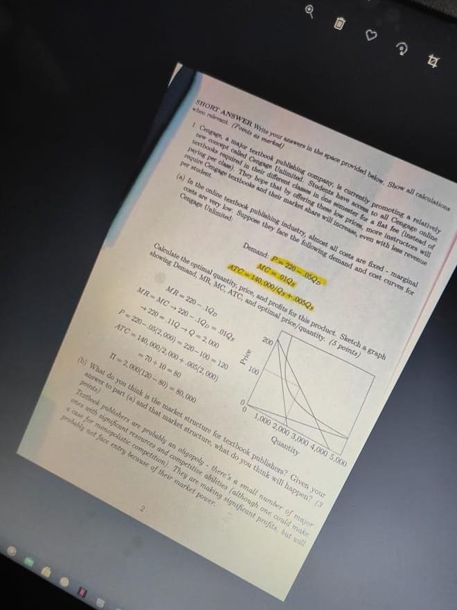 Solved ty SHORT ANSWER Write your answers in the space | Chegg.com