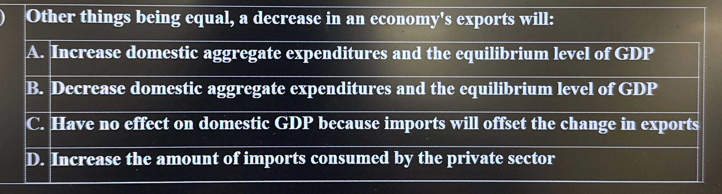 Solved Other things being equal, a decrease in an economy's | Chegg.com