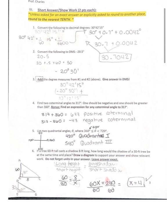 Solved A 60 30° 42'x1 B P 30H 90° 4900 F Prof. Charles Short | Chegg.com