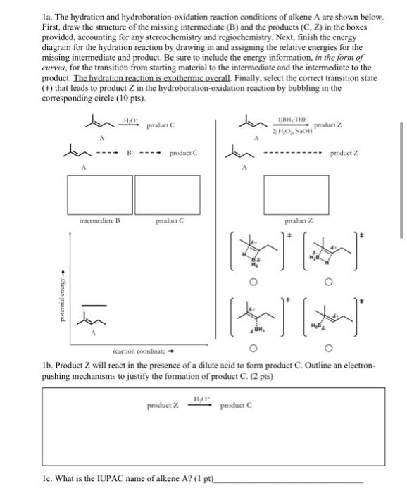 Solved 1a. The Hydration And Hydroboration-oxidation | Chegg.com