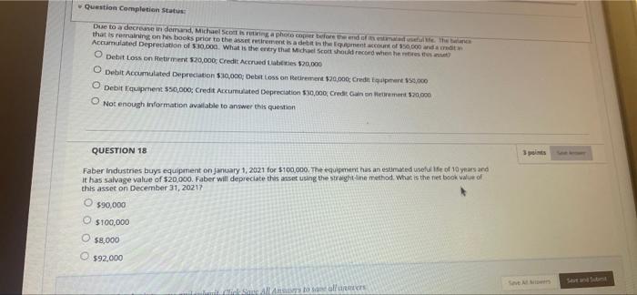 Solved Question Completion Status Due to a decrease in | Chegg.com