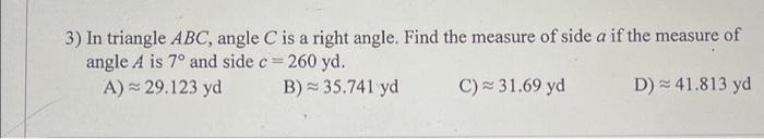 find the measure of angle c of a triangle abc