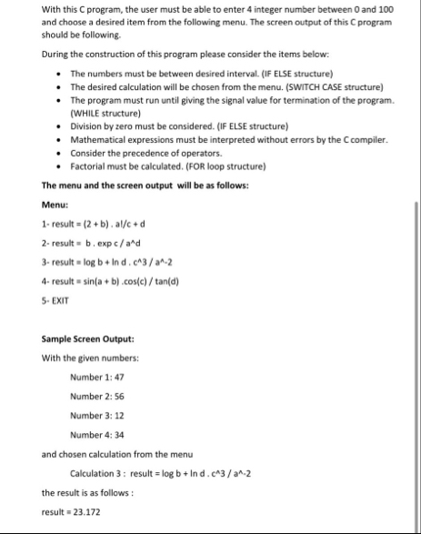 With this C program, the user must be able to enter 4 | Chegg.com