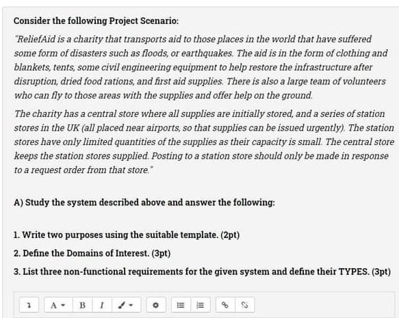 Solved Consider the following Project Scenario: "ReliefAid | Chegg.com