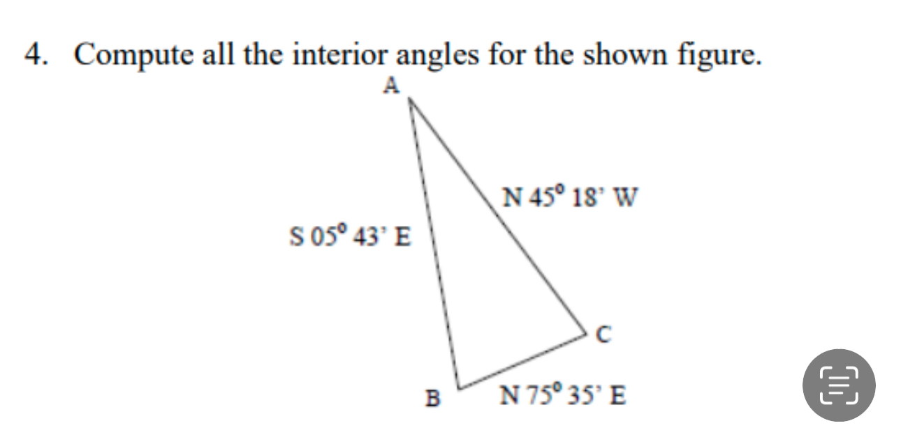 Solved Compute all the interior angles for the shown | Chegg.com