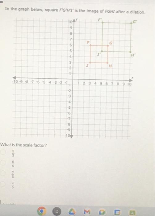 Solved In the graph below, square F′G′HT′ is the image of | Chegg.com