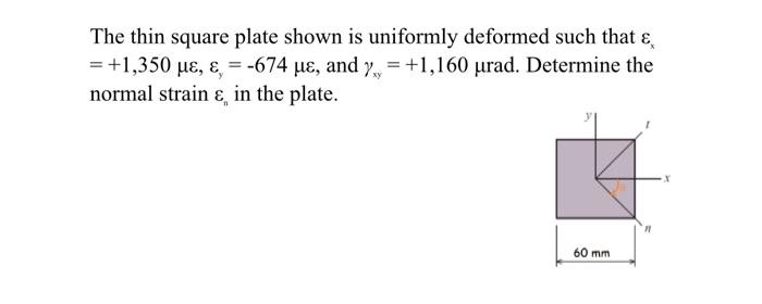 Solved The thin square plate shown is uniformly deformed | Chegg.com
