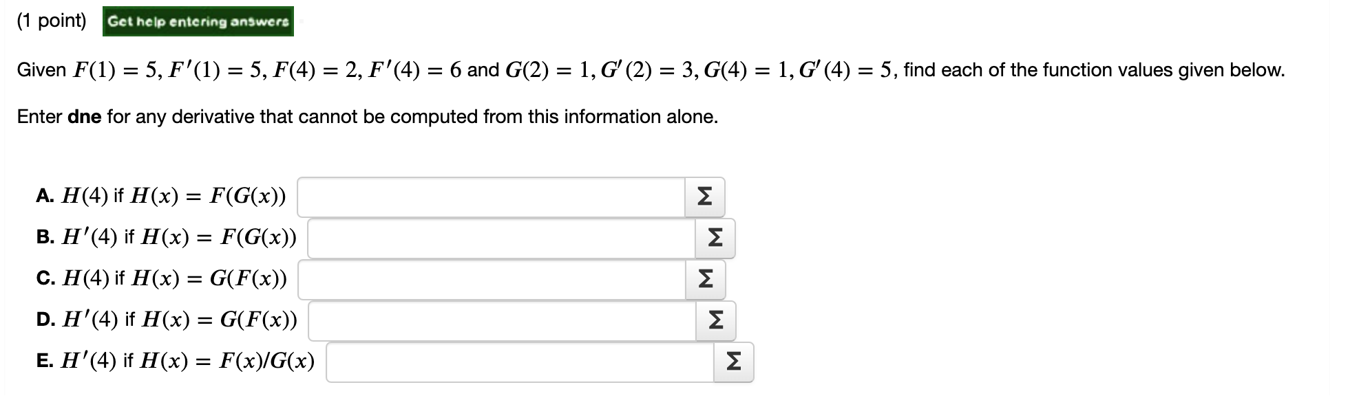 Solved 1 ﻿point Given F 1 5 F 1 5 F 4 2 F 4 6 ﻿and