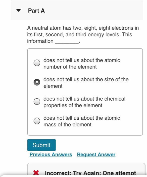 Solved: Part A A Neutral Atom Has Two, Eight, Eight Electr... | Chegg.com