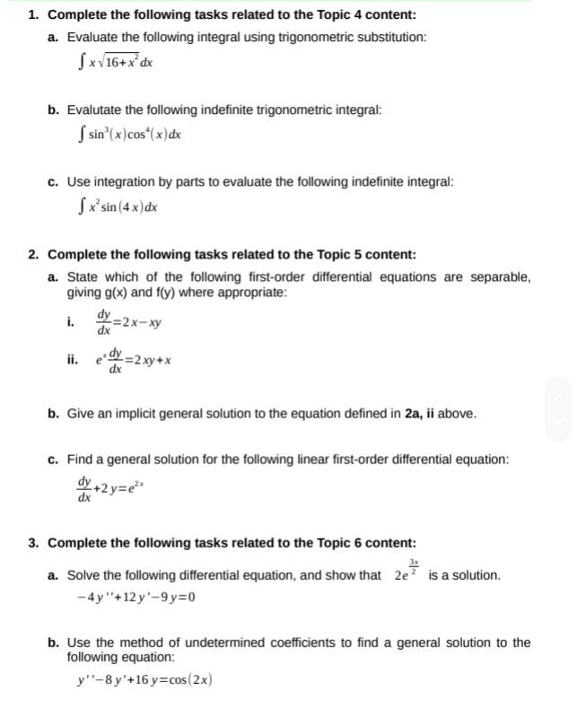 Solved 1. Complete the following tasks related to the Topic | Chegg.com