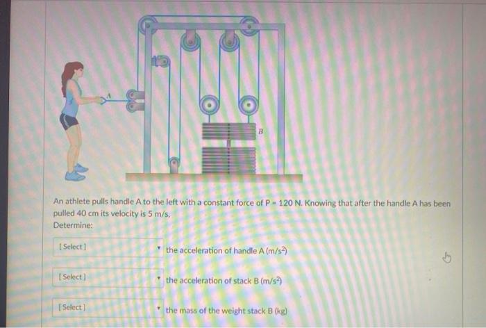 Solved B An Athlete Pulls Handle A To The Left With A | Chegg.com