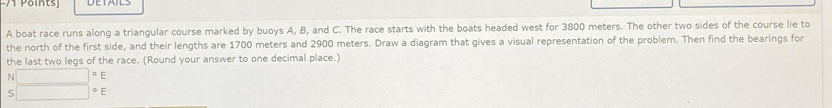 Solved A Boat Race Runs Along A Triangular Course Marked By | Chegg.com