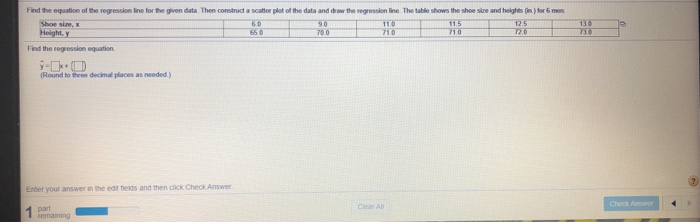 Solved 130 Find the equation of the regression line for the | Chegg.com