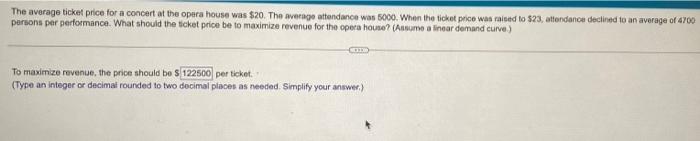 Solved The average ticket price for a concert at the opera | Chegg.com