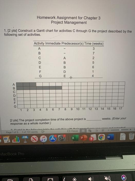 Solved Homework Assignment For Chapter 3 Project Management | Chegg.com