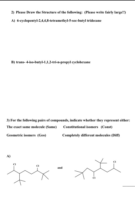 Solved 1) Please Name The Following Compounds: A) B) ह C) | Chegg.com