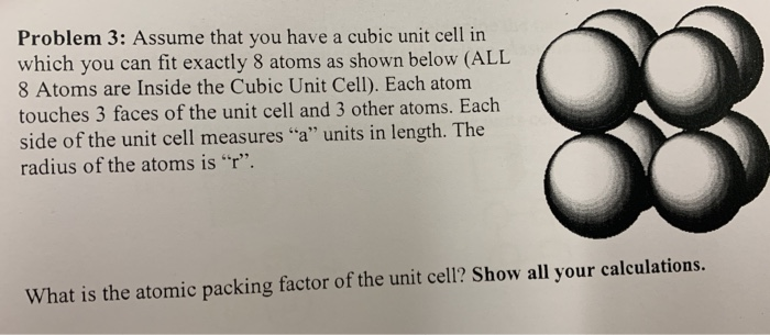 Solved Problem 3: Assume that you have a cubic unit cell in | Chegg.com