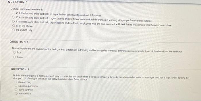 Solved QUESTION 5 Cultural Competence refers to O M1 Antudes | Chegg.com