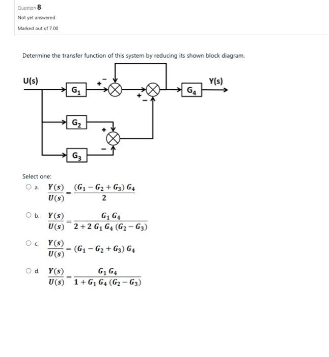 Solved Determine The Transfer Function Of This System By | Chegg.com