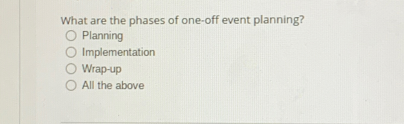 Solved What are the phases of one-off event | Chegg.com
