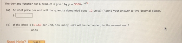 Solved The demand function for a product is given by p = | Chegg.com