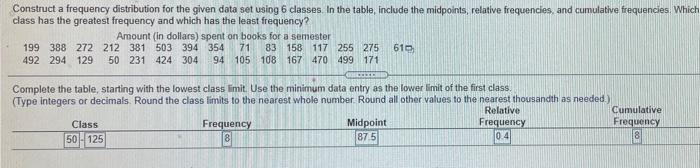 Solved Construct a frequency distribution for the given data | Chegg.com