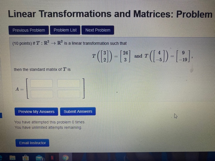 Solved Linear Transformations. Problem 5 Previous Problem | Chegg.com