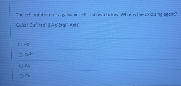 Solved The cell notation for a galvanic cell is shown below. | Chegg.com