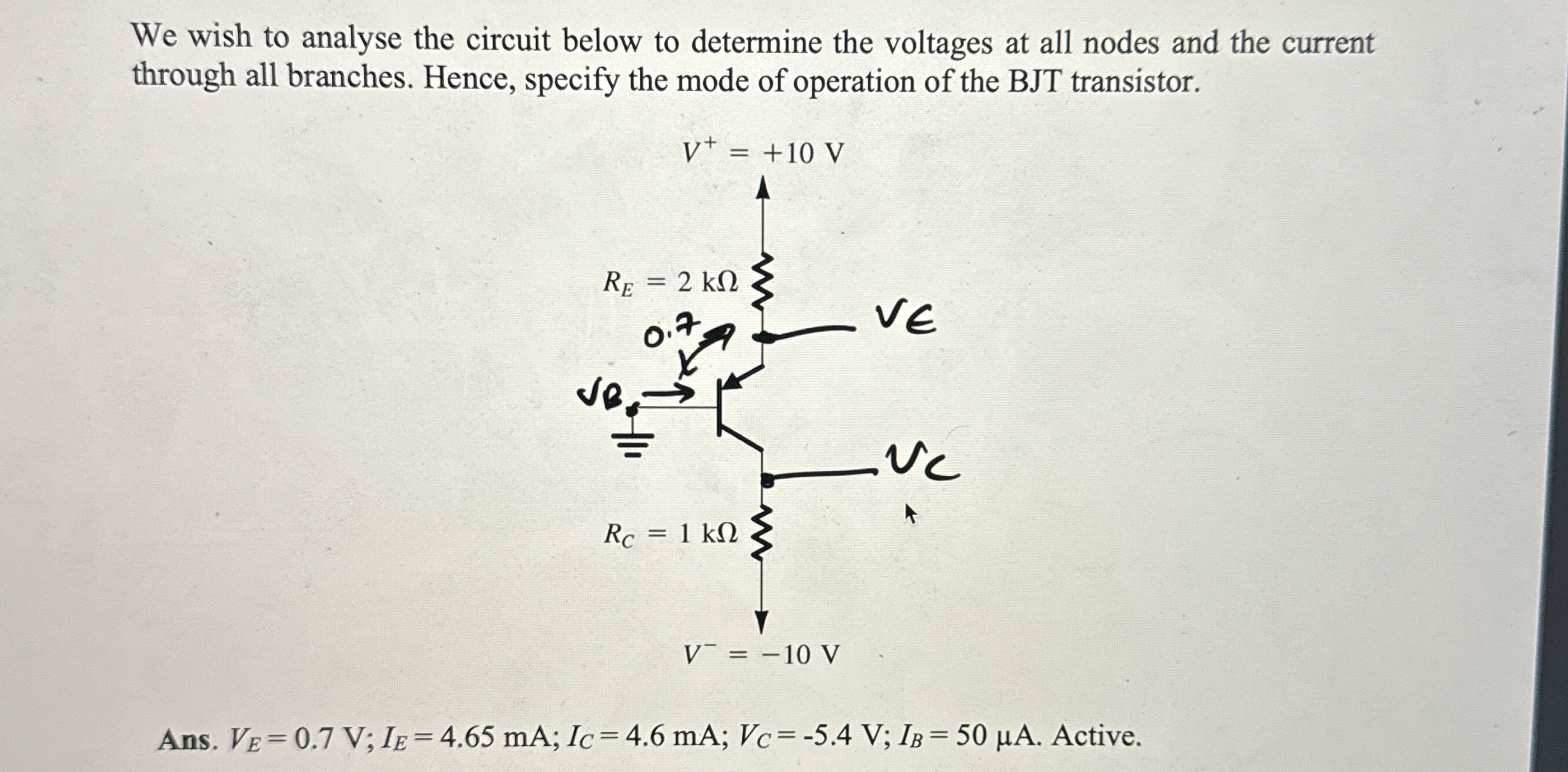 Solved We wish to analyse the circuit below to determine the | Chegg.com