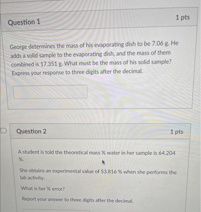 Solved determines the mass of his evaporating dish to