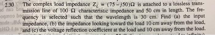 Solved The complex load impedance ZL=(75−j50)Ω is attached | Chegg.com