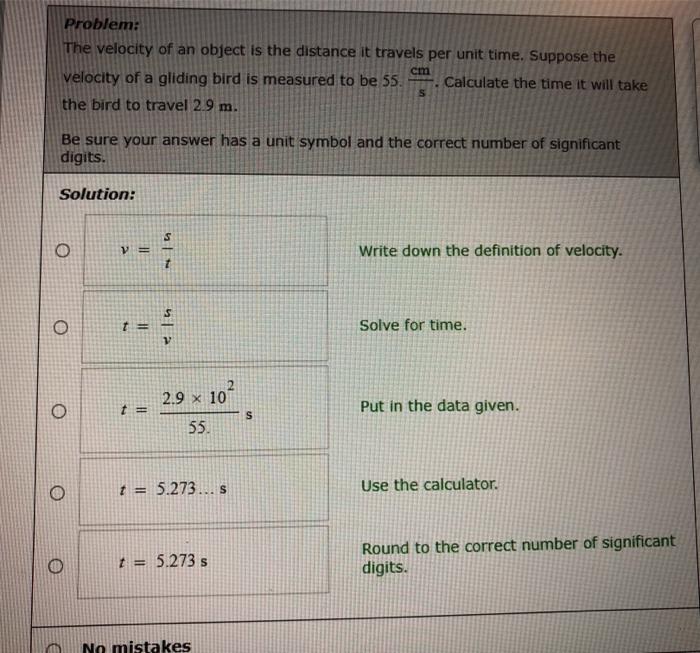 Solved Problem: The velocity of an object is the distance it | Chegg.com