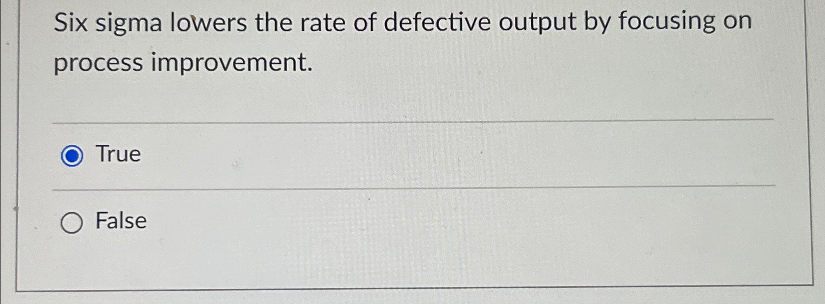 Solved Six sigma lowers the rate of defective output by | Chegg.com