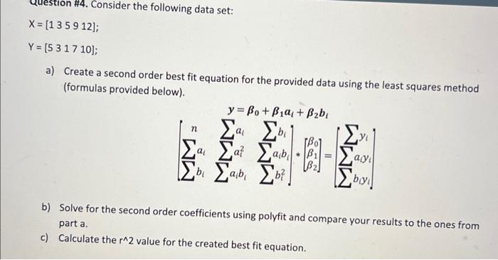 Solved Question \#4. Consider the following data set: | Chegg.com