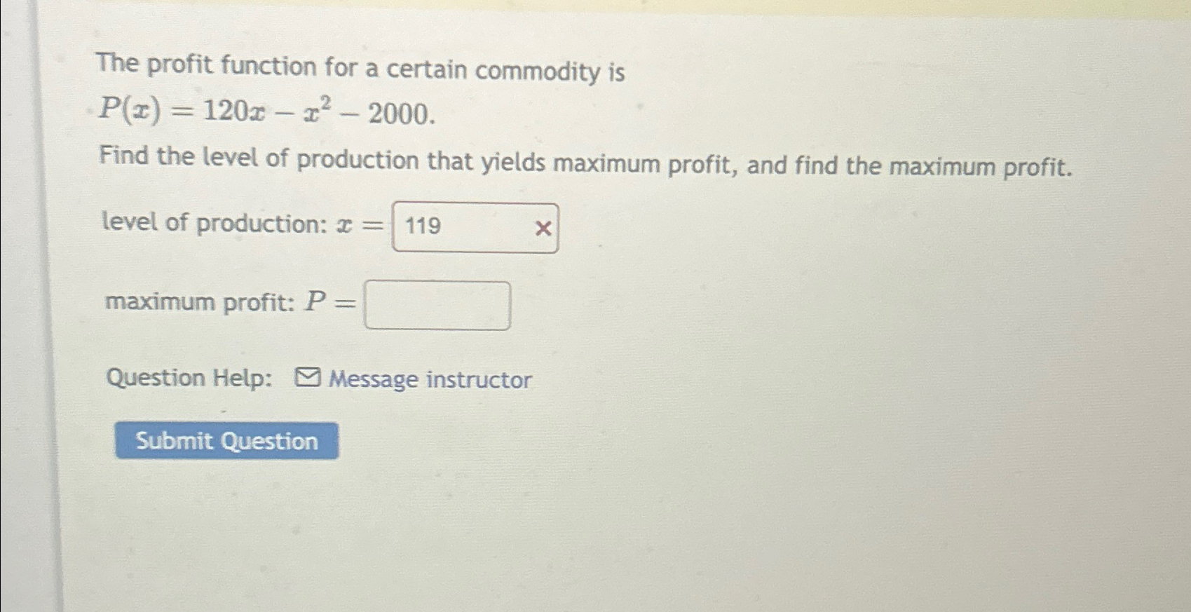 Solved The profit function for a certain commodity | Chegg.com