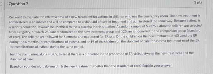 Solved We want to evaluate the effectiveness of a new | Chegg.com