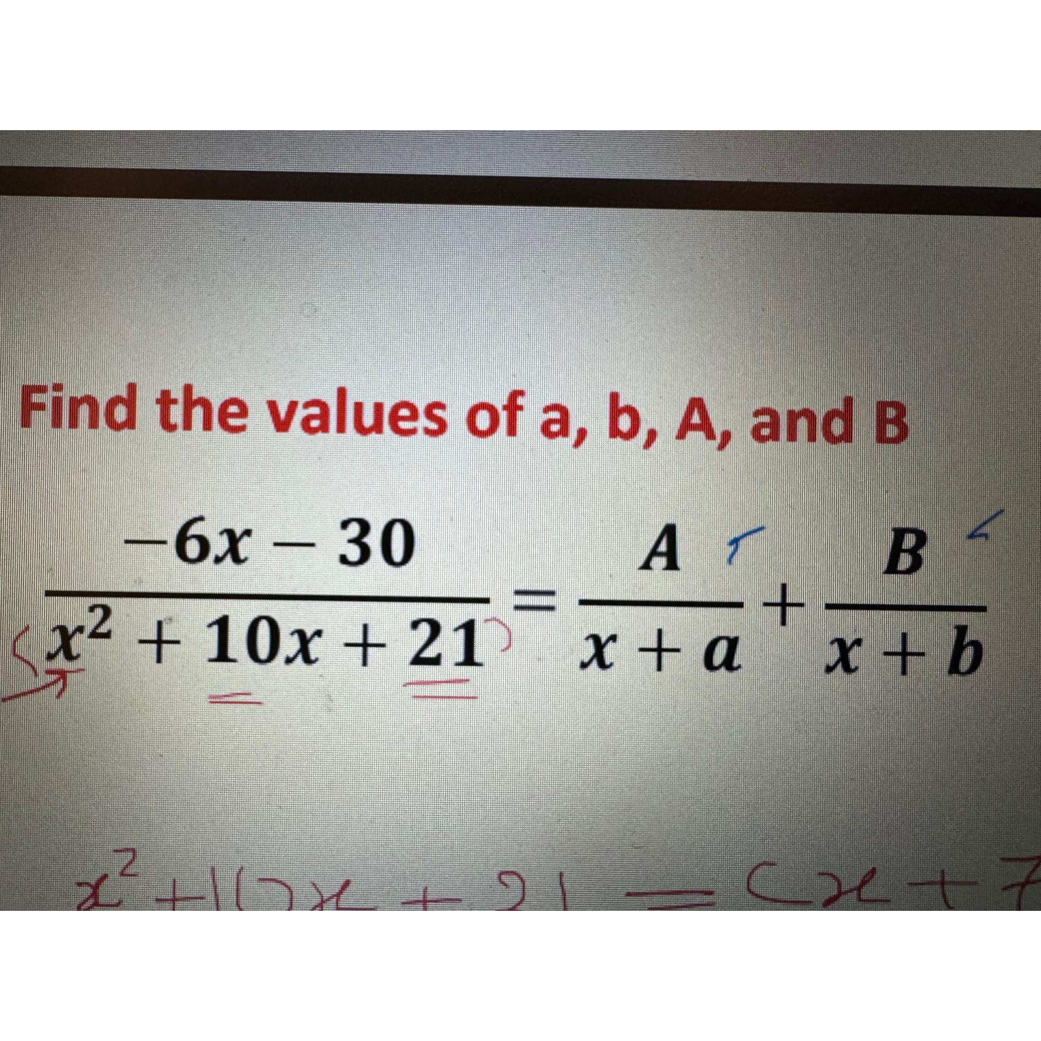 Solved Find the values of a,b,A, ﻿and | Chegg.com
