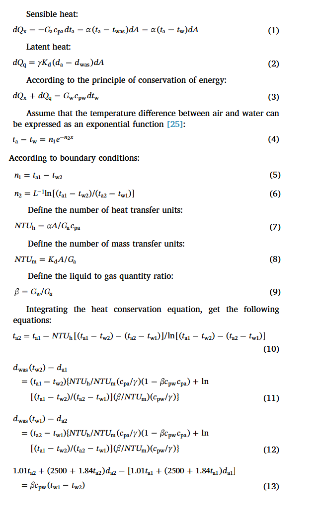 Solved For a thermodynamic model for heat and mass transfer | Chegg.com