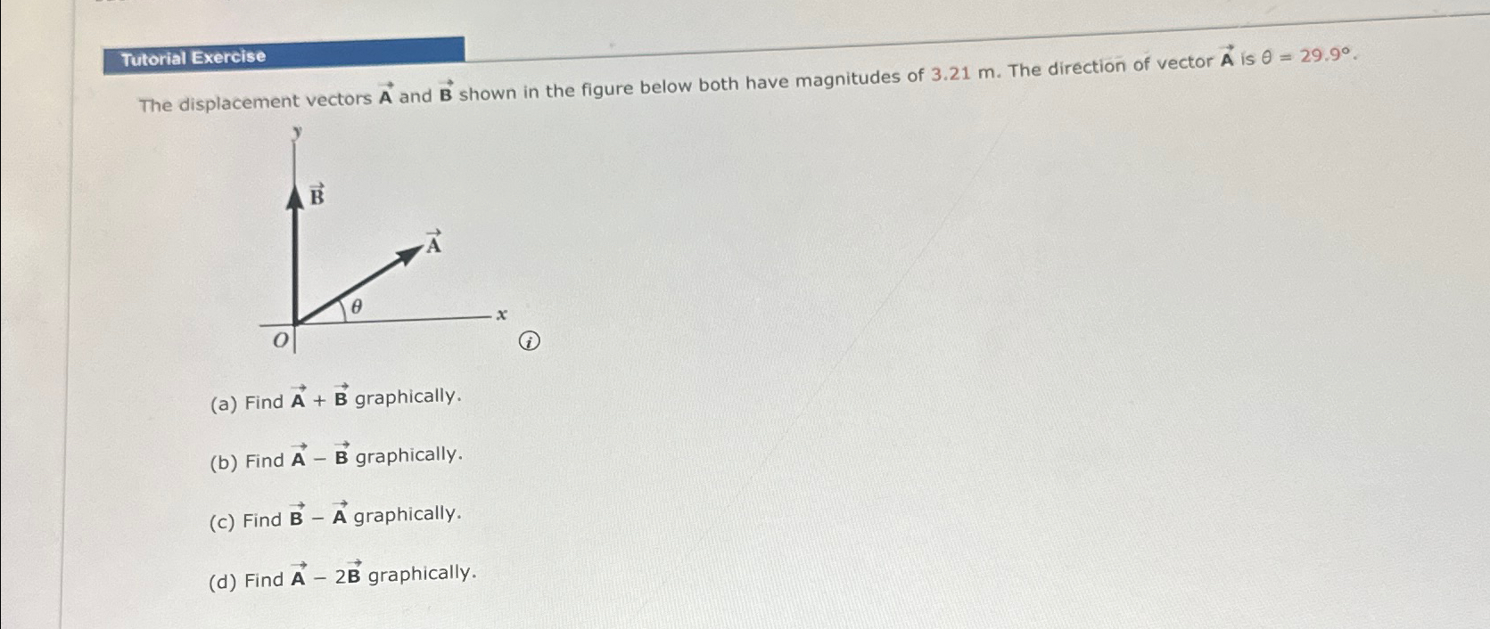 Solved Tutorial ExerciseThe displacement vectors vec(A) ﻿and | Chegg.com